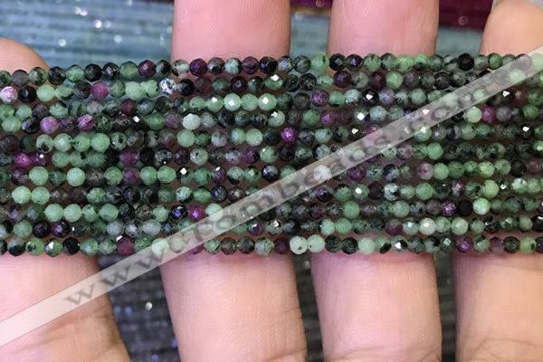 CTG1082 15.5 inches 2mm faceted round tiny ruby zoisite beads