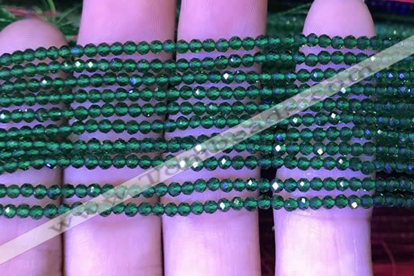 CTG1098 15.5 inches 2mm faceted round tiny quartz glass beads