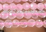 CTG1124 15.5 inches 3mm faceted round tiny rose quartz beads