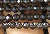 CTG1128 15.5 inches 3mm faceted round tiny smoky quartz beads