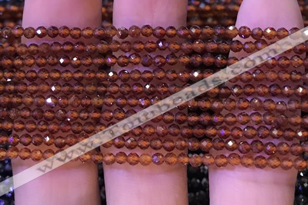 CTG1139 15.5 inches 3mm faceted round tiny orange garnet beads