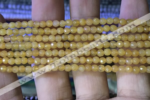 CTG1149 15.5 inches 3mm faceted round tiny yellow jade beads