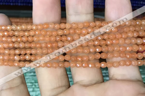 CTG1151 15.5 inches 3mm faceted round tiny red aventurine beads