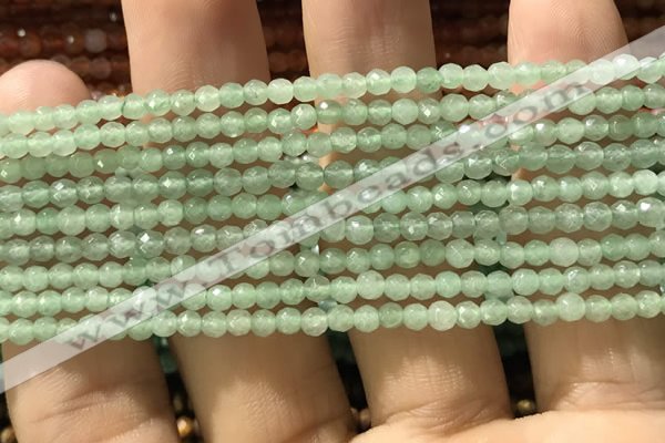 CTG1153 15.5 inches 3mm faceted round tiny green aventurine beads