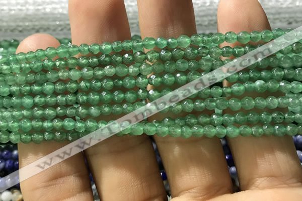 CTG1155 15.5 inches 3mm faceted round tiny green aventurine beads