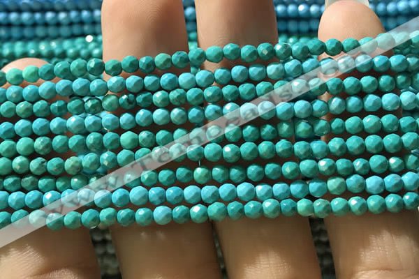 CTG1176 15.5 inches 3mm faceted round tiny turquoise beads