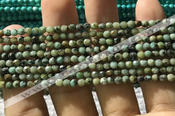 CTG1178 15.5 inches 3mm faceted round tiny African turquoise beads