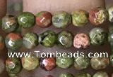 CTG1181 15.5 inches 3mm faceted round tiny unakite gemstone beads