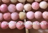 CTG1188 15.5 inches 3mm faceted round pink wooden fossil jasper beads