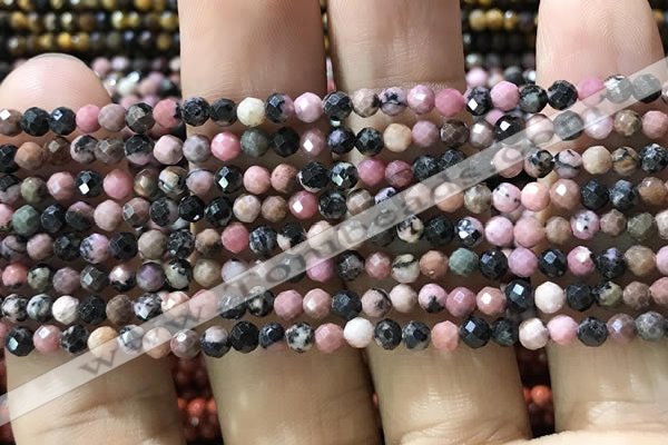 CTG1189 15.5 inches 3mm faceted round rhodonite gemstone beads