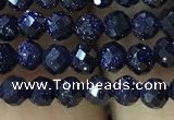 CTG1191 15.5 inches 3mm faceted round blue goldstone beads