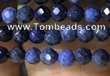 CTG1193 15.5 inches 3mm faceted round tiny blue dumortierite beads