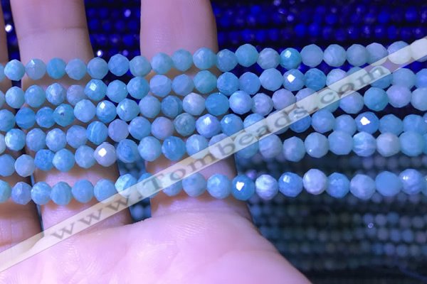 CTG1214 15.5 inches 4mm faceted round tiny amazonite beads