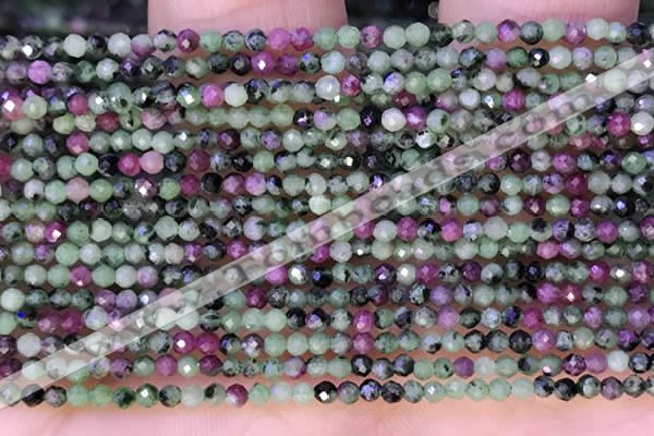 CTG1314 15.5 inches 2mm faceted round ruby zoisite beads