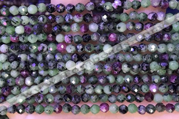 CTG1316 15.5 inches 4mm faceted round ruby zoisite beads