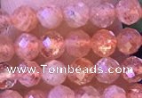 CTG1319 15.5 inches 4mm faceted round golden sunstone beads
