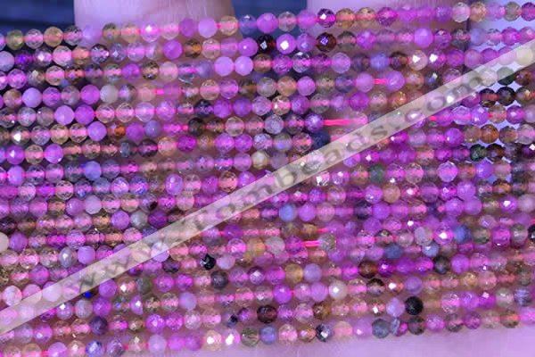 CTG1325 15.5 inches 2mm faceted round tourmaline beads wholesale