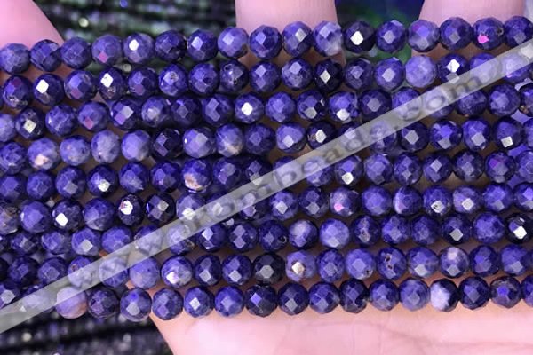 CTG1335 15.5 inches 4mm faceted round sapphire beads wholesale