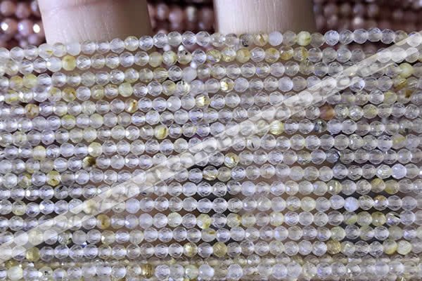 CTG1360 15.5 inches 2mm faceted round golden rutilated quartz beads