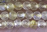 CTG1361 15.5 inches 3mm faceted round golden rutilated quartz beads