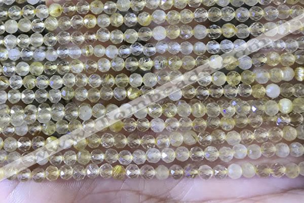 CTG1361 15.5 inches 3mm faceted round golden rutilated quartz beads