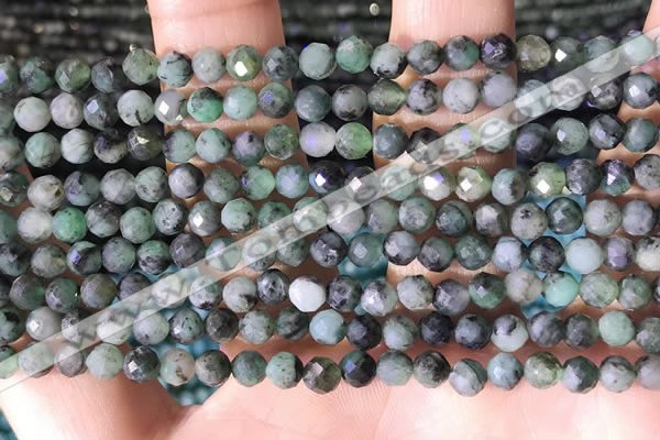 CTG1389 15.5 inches 4mm faceted round tiny emerald beads