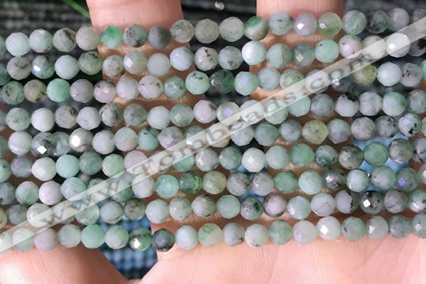 CTG1390 15.5 inches 4mm faceted round tiny emerald beads