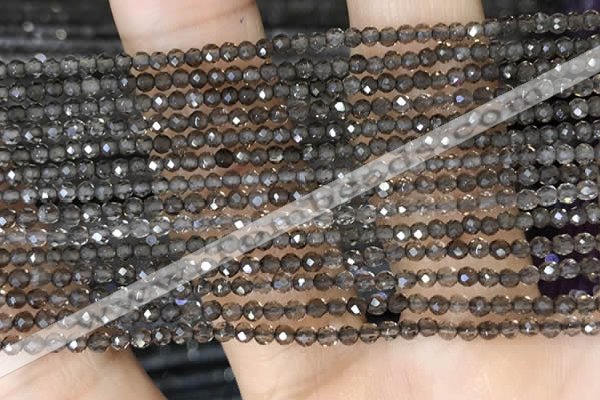 CTG1408 15.5 inches 2mm faceted round smoky quartz beads wholesale