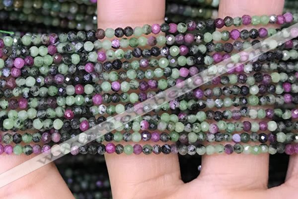 CTG1427 15.5 inches 2mm faceted round ruby zoisite beads