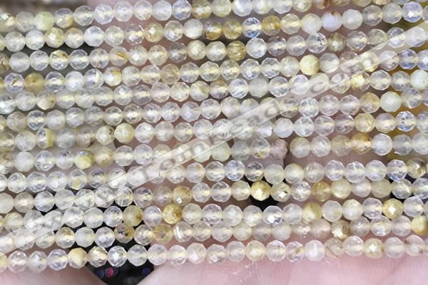 CTG1489 15.5 inches 3mm faceted round golden rutilated quartz beads