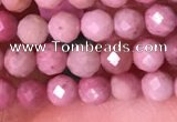 CTG1514 15.5 inches 3mm faceted round pink wooden jasper beads