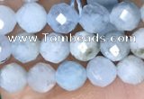 CTG1536 15.5 inches 4mm faceted round aquamarine beads wholesale