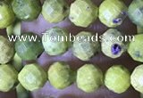 CTG1557 15.5 inches 4mm faceted round yellow pine turquoise beads