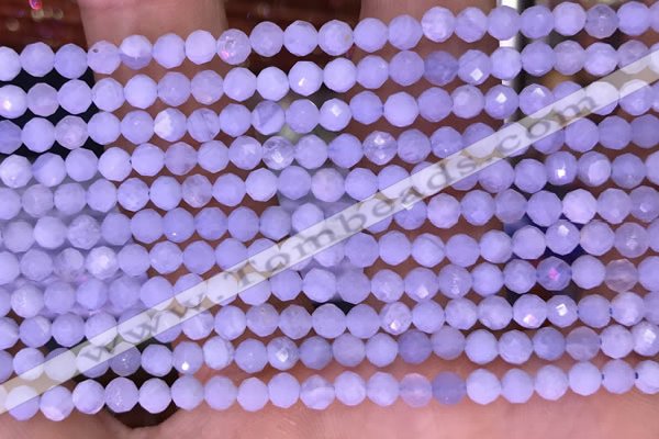 CTG1605 15.5 inches 3.8mm faceted round tiny blue lace agate beads