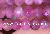 CTG1643 15.5 inches 3.5*5mm faceted rondelle tiny pink tourmaline beads