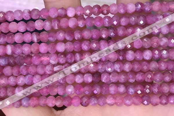 CTG1643 15.5 inches 3.5*5mm faceted rondelle tiny pink tourmaline beads