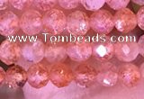 CTG1647 15.5 inches 3mm faceted round tiny strawberry quartz beads