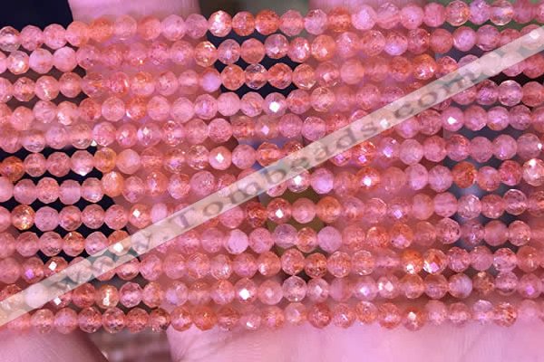 CTG1647 15.5 inches 3mm faceted round tiny strawberry quartz beads