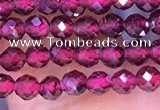 CTG1652 15.5 inches 3mm faceted round tiny red garnet beads