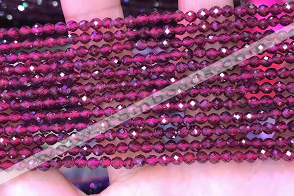 CTG1652 15.5 inches 3mm faceted round tiny red garnet beads