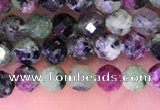 CTG1673 15.5 inches 3mm faceted round tiny ruby zoisite beads