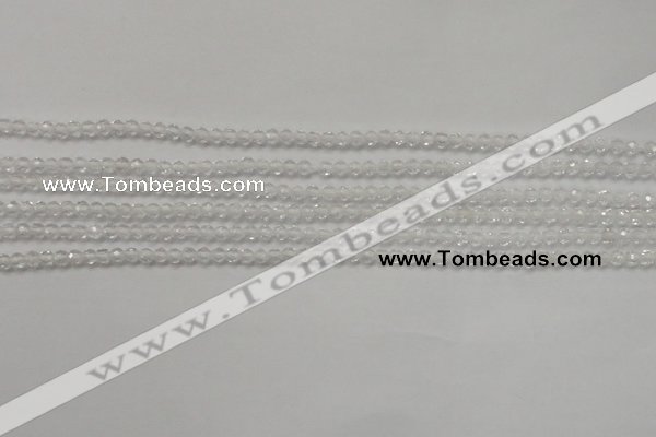 CTG202 15.5 inches 3mm faceted round tiny white crystal beads