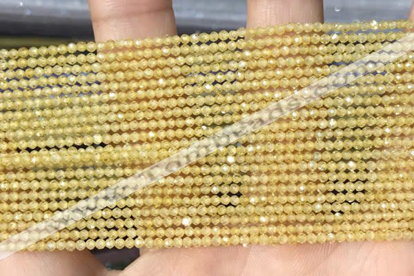 CTG2103 15 inches 2mm faceted round tiny quartz glass beads