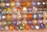 CTG2106 15 inches 2mm faceted round tiny quartz glass beads