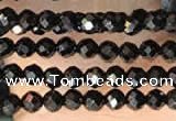 CTG2126 15 inches 2mm,3mm & 4mm faceted round black agate gemstone beads