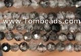 CTG2132 15 inches 2mm,3mm faceted round black rutilated quartz beads