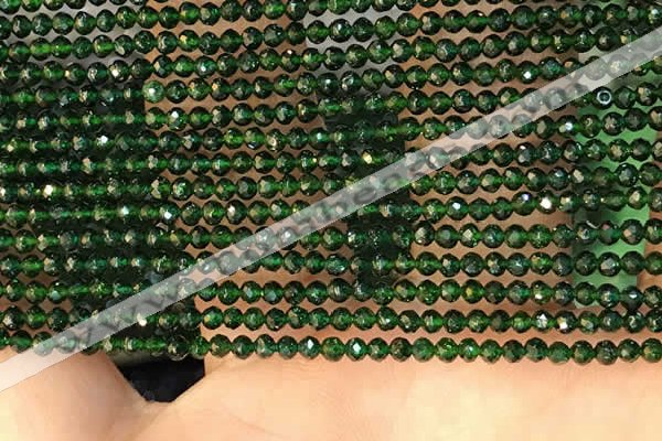 CTG2134 15 inches 2mm,3mm faceted round green goldstone beads