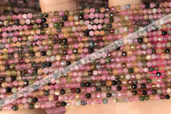 CTG2140 15 inches 2mm,3mm & 4mm faceted round natural tourmaline beads