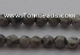 CTG215 15.5 inches 3mm faceted round tiny grey picture jasper beads
