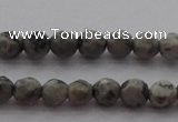 CTG215 15.5 inches 3mm faceted round tiny grey picture jasper beads